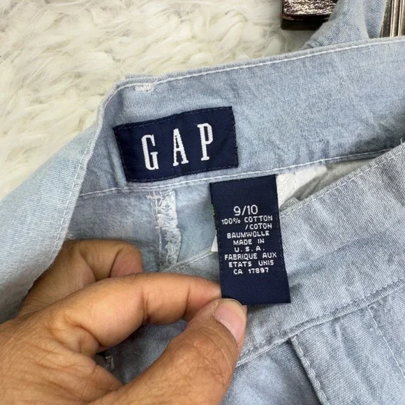 Gap Vintage 90s Pleated Chambray Shorts 9/10 Light Blue High Waisted Retro NOS - Picture 3 of 8